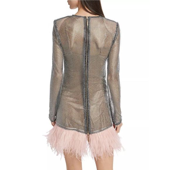 Bronx and Banco Webb Feather-Trim Cocktail Dress US 4 $1200 - Picture 4 of 16
